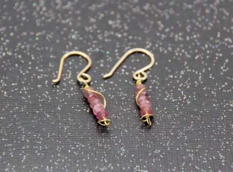 Pink Tourmaline Wire Earrings